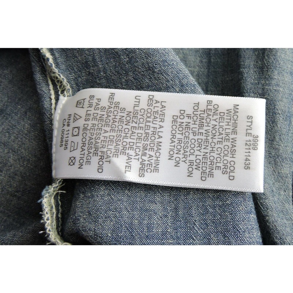 Tory Burch Shirt Dress Womens 6 Blue Chambray Gold Logo Button Military Utility - Picture 4 of 5